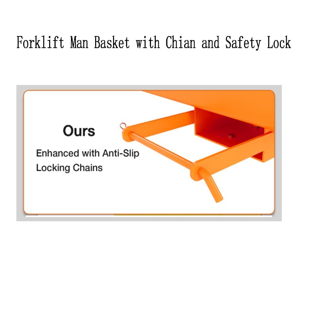 Garvee Forklift Safety Cage, Foldable Forklift Work Platform,36 in x36 in Forklift Man Basket 1200 LBS Capacity with Protective Guardrail Chian for 1-3 People Drain Hole, Perfect for Aerial Work - Image 5