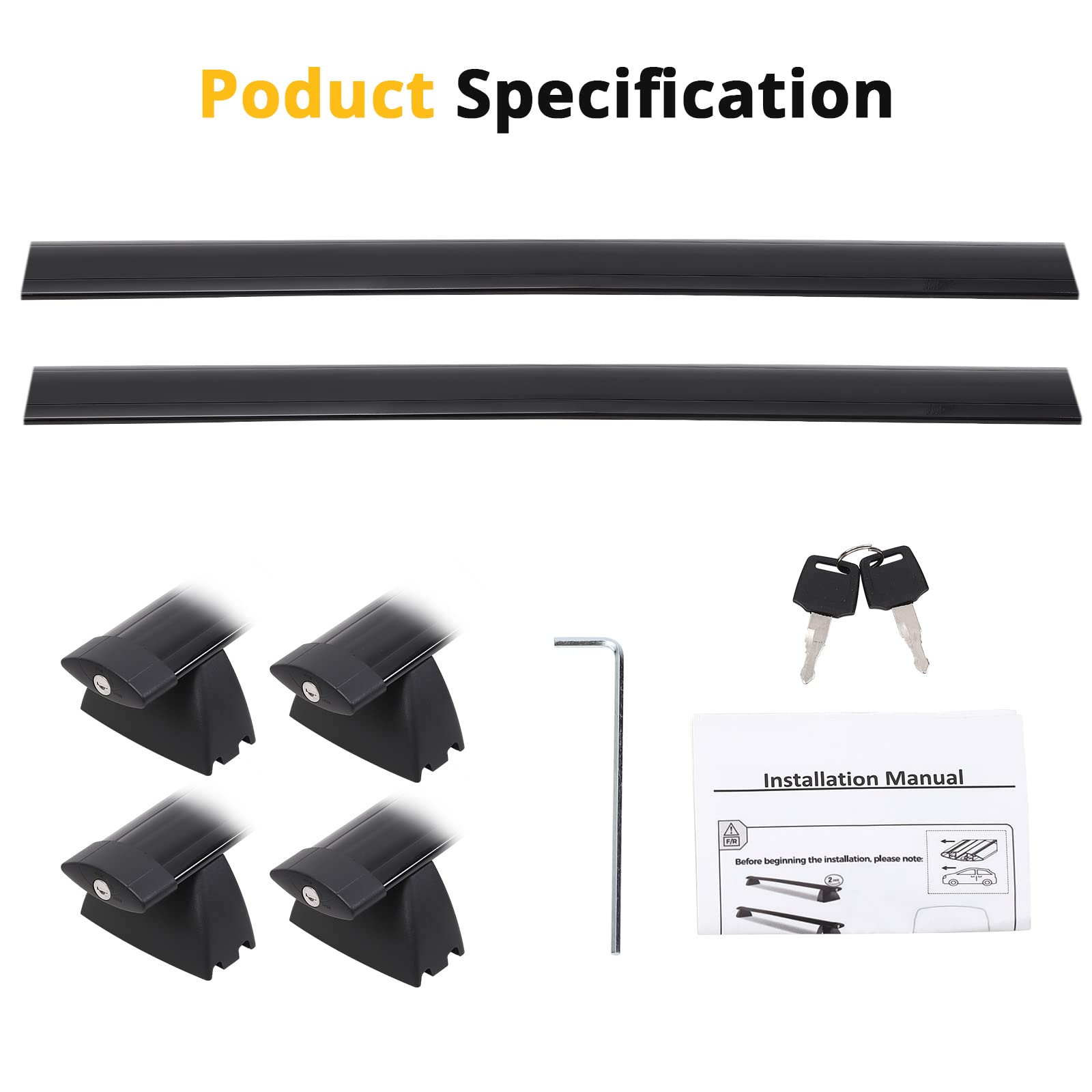 GARVEE Roof Rack Cross Bars, Roof Rails with Lock, Crossbar Compatible with 2011-2021 Jeep Grand Cherokee, for Rooftop Cargo Carrier, Luggage, Kayak, Bike, Snowboard - Image 4