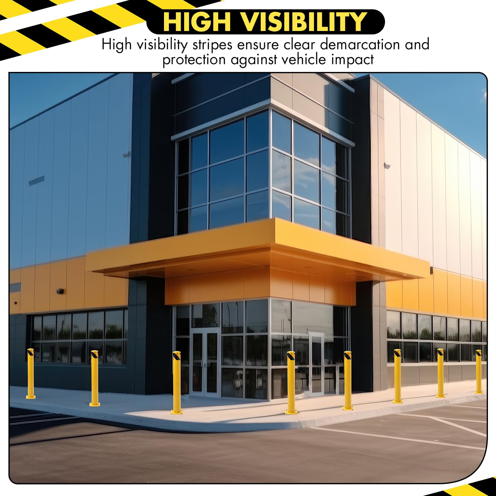 GARVEE Safety Bollard Post, 42 x 4.5 in Steel Removable Traffic Parking Barrier Bollards, Yellow, 2 Pack - Image 6