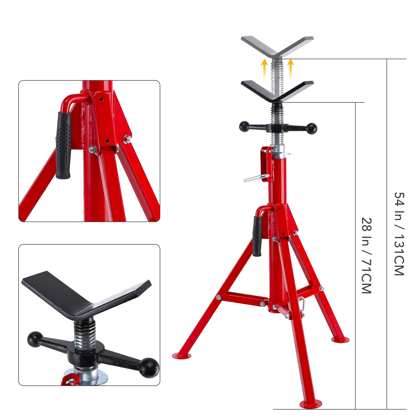 Garvee V Head Pipe Jack Stand,1/8 in-12 in Capacity,Adjustable Height 28 in -52 in, 2500 LB,Heavy Duty Carbon Steel Body More Durable, Folding Portable Pipe,Steel Jack Stands - Image 5